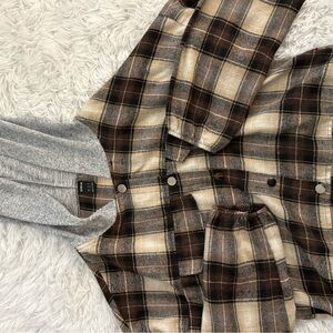 Plaid Button-Up Jacket with Hood